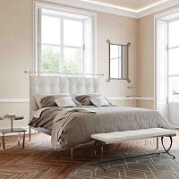 Double bed MOZARTcontemporarywith upholstered headboardwith storage compartment