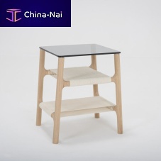 Contemporary side table FAWNglassropeoak base