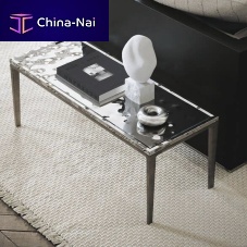 Contemporary side table SoleideMDFstainless steelcast aluminum base