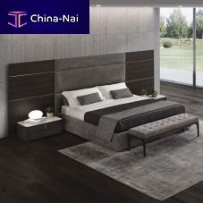 Double bed NUAGEcontemporaryupholsteredwith headboard