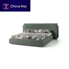 Double bed Bed Campcontemporaryupholsteredwith headboard