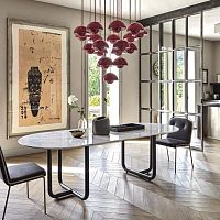Contemporary table Paipu 240glassmarblesteel base