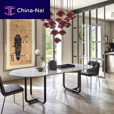Contemporary table Paipu 240glassmarblesteel base