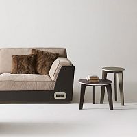 Contemporary side table Costa leatherwooden baseleather base