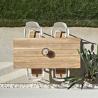 Contemporary table MANILA teaklacquered aluminum baserectangular