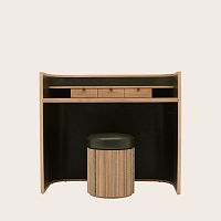 Free-standing desk PLEATED SECRETAIREcontemporaryAmerican walnutcurved