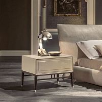 Contemporary bedside table Oriental lacquered MDFrosewoodash base