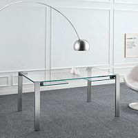 Contemporary table LIVINGSTONEmetalleatherchromed metal base