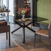 Contemporary dining table VERVEwoodenglassleather