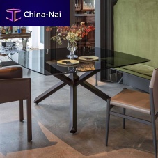 Contemporary dining table VERVEwoodenglassleather