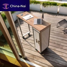 Contemporary high bar table HIGHTABLE_BY JANUA_NATURALoakanodized aluminum baserectangular