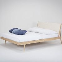Double bed FAWNcontemporarywith upholstered headboardcotton
