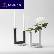 Glass candle holder DUOpainted metalterrazzo