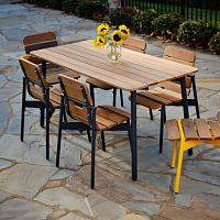 Contemporary table 514woodenrecycled plasticsteel base