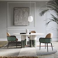 Contemporary table Locmatte lacquered woodglossy lacquered woodmetal base