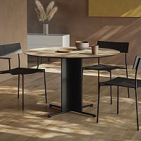 Contemporary table OXwood veneerMDFpowder-coated steel base