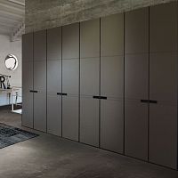Contemporary wardrobe SYDNEYwoodenleatherwith swing doors