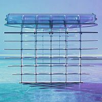 Original design desk THE SPITFIREbrushed aluminumglasscommercial