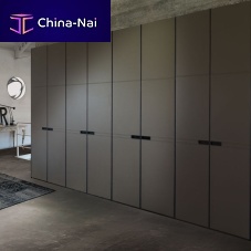 Contemporary wardrobe SYDNEYwoodenleatherwith swing doors