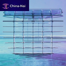 Original design desk THE SPITFIREbrushed aluminumglasscommercial