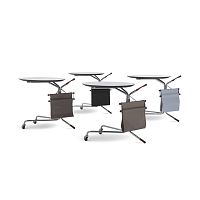 Contemporary side table SINGLEleatherchrome steel baseoval