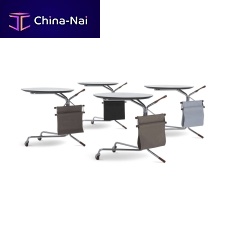 Contemporary side table SINGLEleatherchrome steel baseoval