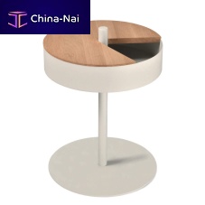 Contemporary side table STAND UPoakstained woodpowder-coated steel base