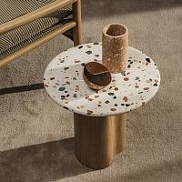 Contemporary side table Ghiaoakwood veneerterrazzo