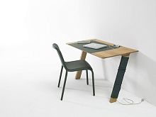 Contemporary sideboard table JOY ZETA solid woodrectangularwith integrated electrical outlet