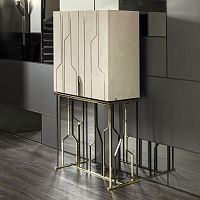 Contemporary bar cabinet GINZA walnutlacquered woodebony