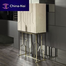 Contemporary bar cabinet GINZA walnutlacquered woodebony