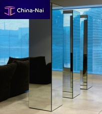 Contemporary china cabinet P.I. Colonnellowoodenglassby Massimo Morozzi