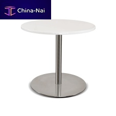 Contemporary side table HELLOlacquered MDFstainless steelround
