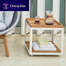 Contemporary side table LEVEL : 5007teakaluminiumconcrete