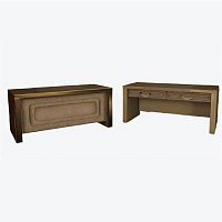 Free-standing desk Colliertraditionalleathersmoked glass