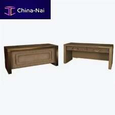Free-standing desk Colliertraditionalleathersmoked glass