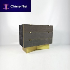 Contemporary chest of drawers CH APODIS LAV/STbrushed brassstoneshagreen