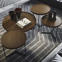Contemporary coffee table SATIoakashmetal base