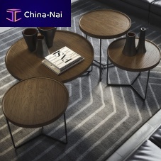 Contemporary coffee table SATIoakashmetal base
