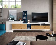 Contemporary living room wall unit 20 COVERwoodenfor TVilluminated