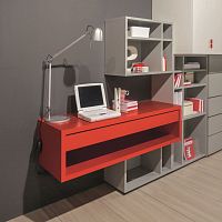 Wall-mounted desk contemporarywoodenwith shelf