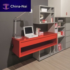 Wall-mounted desk contemporarywoodenwith shelf