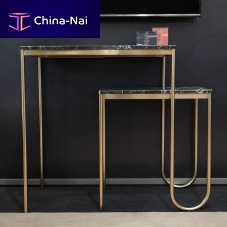 Contemporary sideboard table NESTEDbrushed brassmarblebrushed brass base