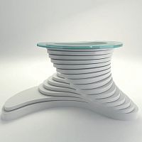 Original design table Pareyaglasswooden baseround