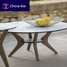 Contemporary coffee table SELVAHPLteak baseround