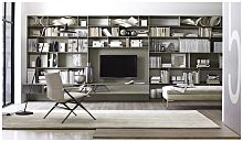 Contemporary TV wall unit Flat.clacquered woodlacquered MDFaluminum
