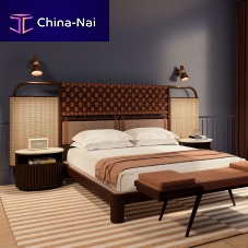 Contemporary bedside table Herbertwalnuttravertinewalnut base