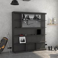 Contemporary TV wall unit LMGwoodenmetalwith shelves