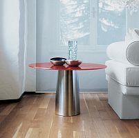 Contemporary side table TOTEM oakwalnutwenge