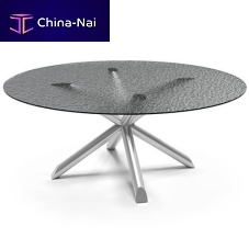 Contemporary dining table Thomasglassmarblestainless steel base